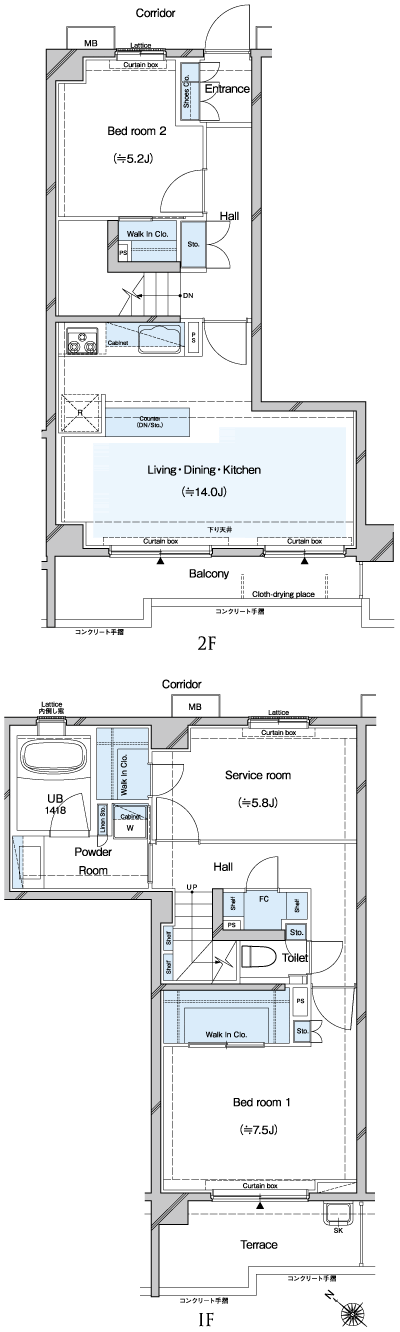 Floor: 2LDK + S + 3WIC + FC, the occupied area: 87.51 sq m