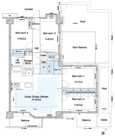 Floor: 4LDK + 3WIC + FC, the occupied area: 95.91 sq m