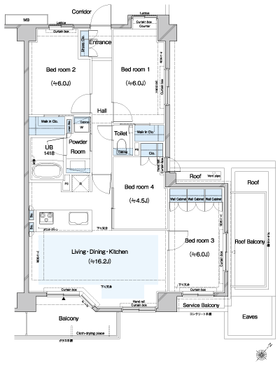 Floor: 4LDK + 2WIC, the area occupied: 82.2 sq m