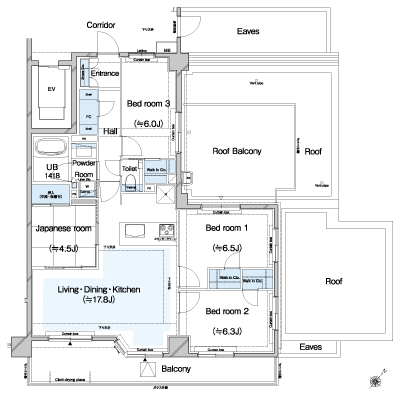 Floor: 4LDK + 3WIC + FC, the occupied area: 87.63 sq m