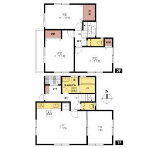 Floor plan. 61,900,000 yen, 4LDK, Land area 96.17 sq m , Building area 95.22 sq m