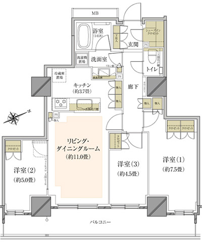 Floor: 3LDK + SIC, the area occupied: 73.9 sq m, Price: 67,180,000 yen, now on sale