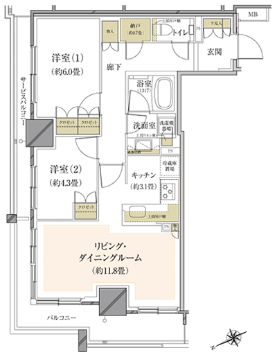 Floor: 2LDK + N, the occupied area: 64.09 sq m, Price: 53,180,000 yen ・ 54,080,000 yen, now on sale