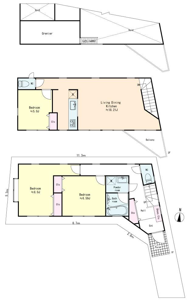 Floor plan. 31,800,000 yen, 3LDK, Land area 89.28 sq m , Building area 90.42 sq m