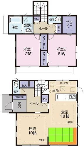 Floor plan. 84,800,000 yen, 2LDK, Land area 140.67 sq m , Building area 116.34 sq m