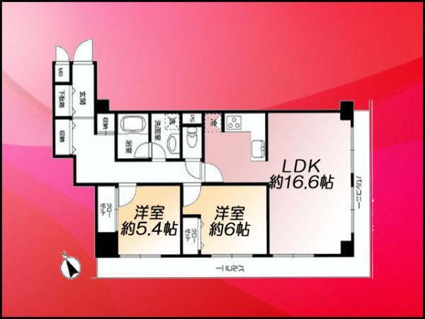 Floor plan. 2LDK, Price 32,500,000 yen, Footprint 67.2 sq m , Balcony area 17.3 sq m
