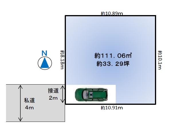 Compartment figure. Land price 49,800,000 yen, You can ensure land area 111.06 sq m car space (but, There is a limited vehicle type and size)