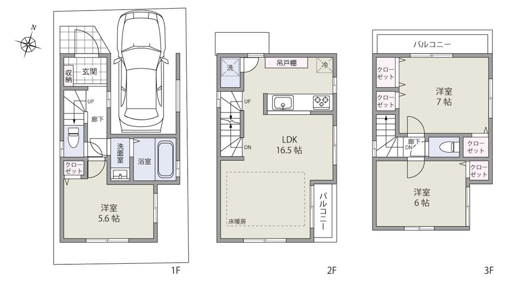 (C Building) Rendering. Face-to-face system Kitchen, Flow line that can wash while the housework. East north-south corner lot, East side, we have adjacent to the park.