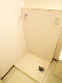 Washroom. It is indoor washing machine Storage