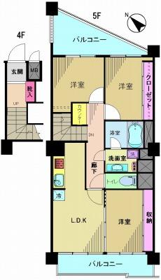 Floor plan. 3LDK, Price 25,800,000 yen, Footprint 70.6 sq m , Balcony area 15.34 sq m
