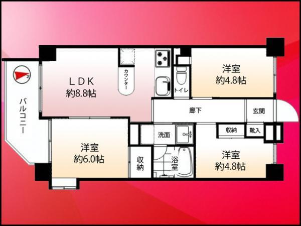 Floor plan. 2LDK+S, Price 31,800,000 yen, Occupied area 54.33 sq m , Balcony area 7.06 sq m