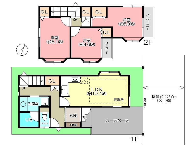 Floor plan. 43,800,000 yen, 3LDK, Land area 73.64 sq m , Building area 70.94 sq m