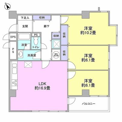 Floor plan. top floor, Southeast ・ Day view is good per the southwest corner room