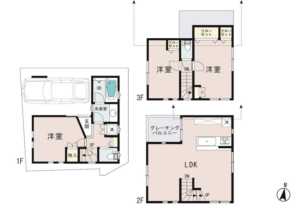 Floor plan. 48,900,000 yen, 3LDK, Land area 50.07 sq m , Building area 84.1 sq m