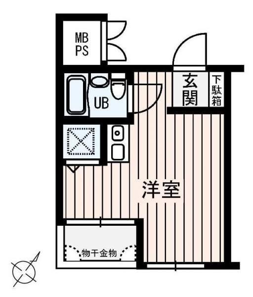 Floor plan. 1K, Price 6.4 million yen, Occupied area 16.03 sq m , Balcony area 1.84 sq m