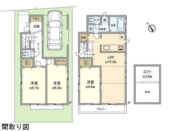 Floor plan. 48,800,000 yen, 3LDK, Land area 76.96 sq m , Building area 79.9 sq m
