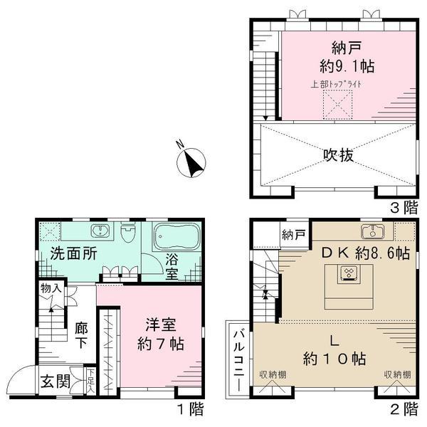 Floor plan. 46,800,000 yen, 1LDK + S (storeroom), Land area 48.45 sq m , Is a custom home by building area 80.01 sq m Kiyoshi Kasai architectural firm