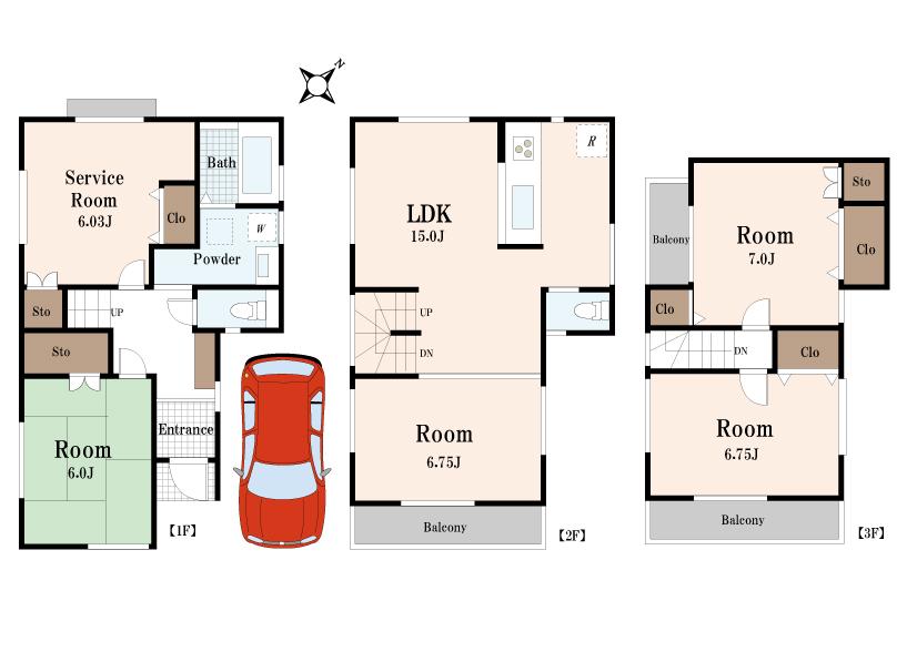 Floor plan. 54,800,000 yen, 4LDK + S (storeroom), Land area 73.66 sq m , Building area 103.13 sq m