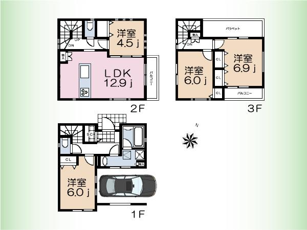 Floor plan. 54,800,000 yen, 4LDK, Land area 63.5 sq m , Building area 104.14 sq m floor plan