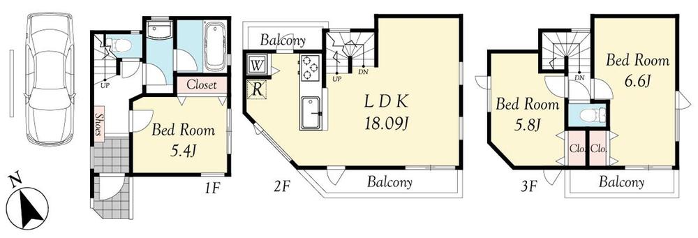 Floor plan. 38,800,000 yen, 3LDK, Land area 54.97 sq m , Building area 81.91 sq m