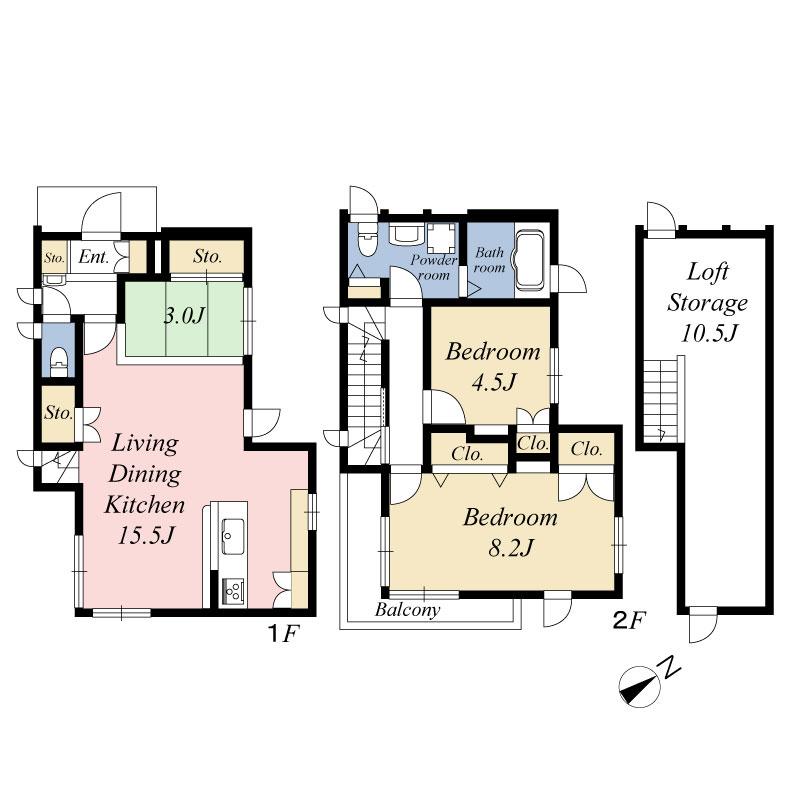 Floor plan. 62,800,000 yen, 2LDK, Land area 79.48 sq m , Building area 79.48 sq m