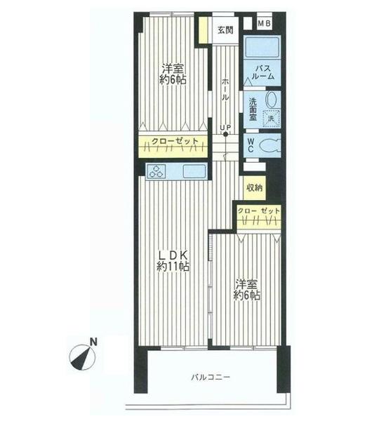 Floor plan. 2LDK, Price 23,900,000 yen, Footprint 59.1 sq m , Balcony area 8.64 sq m whole room with storage and living room with storage
