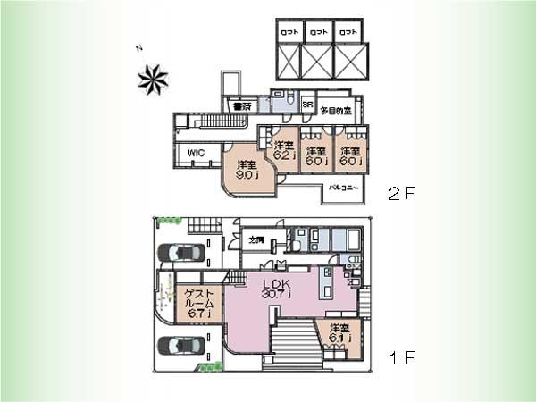 Floor plan. 185 million yen, 5LDK, Land area 198.35 sq m , Building area 198.07 sq m floor plan