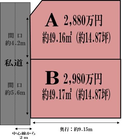 Compartment figure. Land price 28.8 million yen, Land area 49.16 sq m