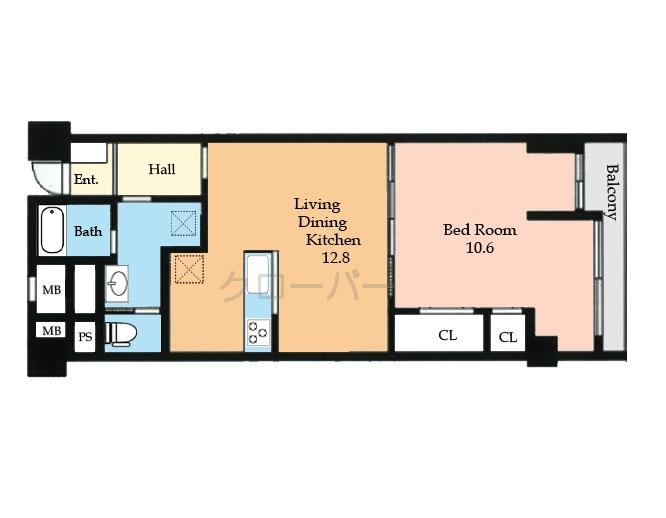 Floor plan. 1LDK, Price 15.8 million yen, Footprint 54.9 sq m