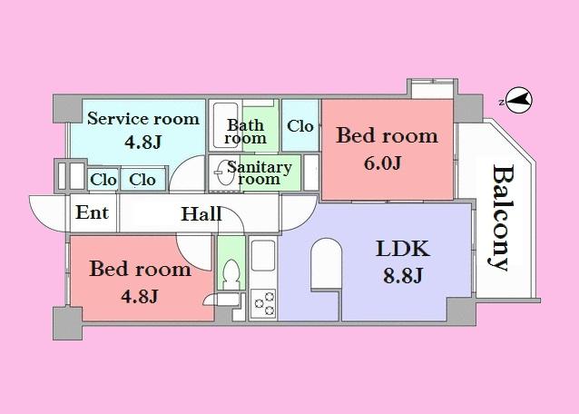 Floor plan. 2LDK + S (storeroom), Price 31,800,000 yen, Occupied area 54.33 sq m , Balcony area 7.06 sq m