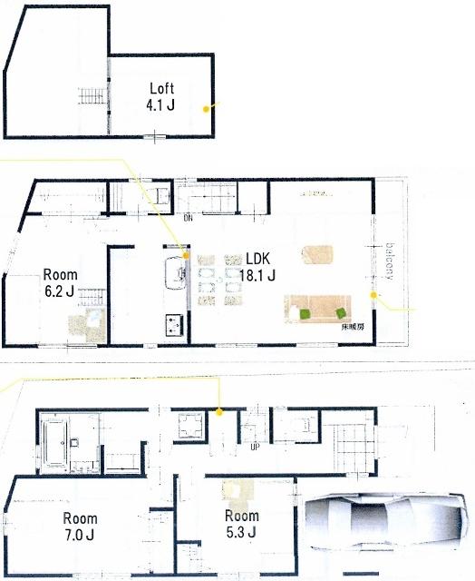 Floor plan. 44,800,000 yen, 3LDK, Land area 76.64 sq m , Building area 84.1 sq m