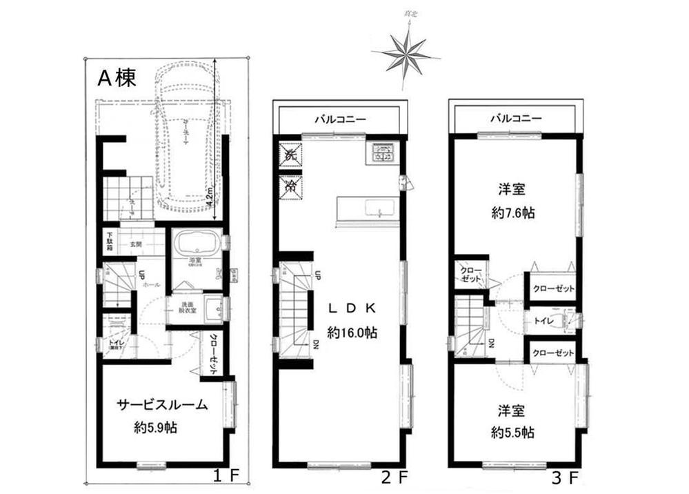 Floor plan. (A Building), Price 37,800,000 yen, 2LDK+S, Land area 48.48 sq m , Building area 88.39 sq m