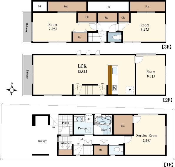 Floor plan. 50,800,000 yen, 4LDK, Land area 73.25 sq m , Building area 133.3 sq m large 4LDK