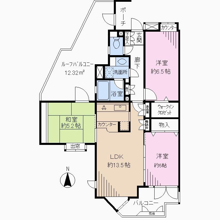 Floor plan. 3LDK, Price 45,900,000 yen, Occupied area 66.12 sq m , Balcony area 4.81 sq m