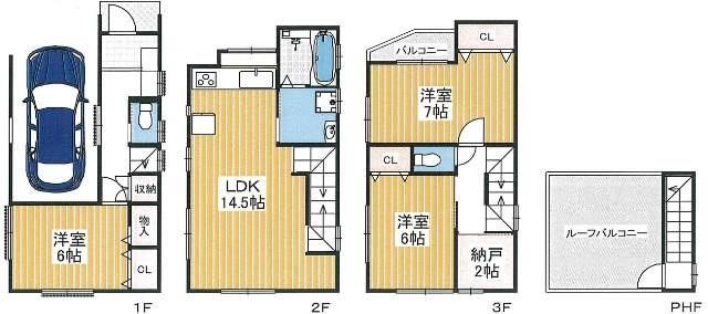 Floor plan. 43,800,000 yen, 3LDK, Land area 47.79 sq m , Building area 102.06 sq m