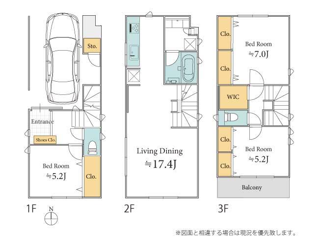 Floor plan. 55,800,000 yen, 3LDK, Land area 54.65 sq m , Building area 109.69 sq m