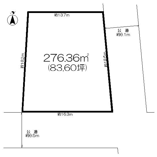 Compartment figure. Land price 110 million yen, Land area 276.36 sq m southeast corner lot Shaping land