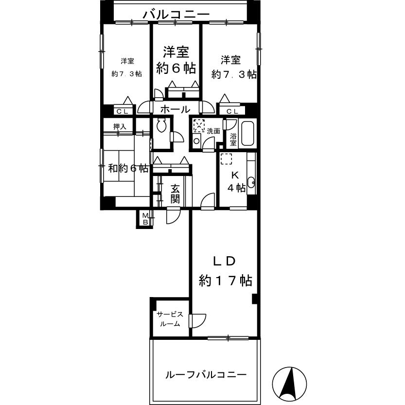 Floor plan. 4LDK + S (storeroom), Price 85 million yen, Footprint 119.85 sq m , Balcony area 21.6 sq m