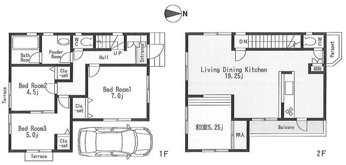 Floor plan. 37,800,000 yen, 4LDK, Land area 80.29 sq m , Building area 95.22 sq m spacious LDK is proud of our house