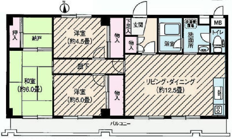 Floor plan. 3LDK + S (storeroom), Price 32,500,000 yen, Occupied area 69.57 sq m , Balcony area 12.26 sq m