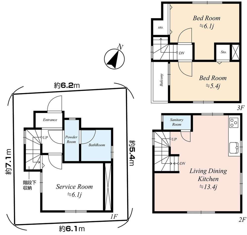 Floor plan. 32,800,000 yen, 2LDK + S (storeroom), Land area 49.98 sq m , Building area 70 sq m building reference plan