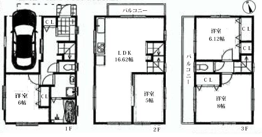 Floor plan. (1 Building), Price 48,300,000 yen, 4LDK, Land area 55.99 sq m , Building area 108.32 sq m