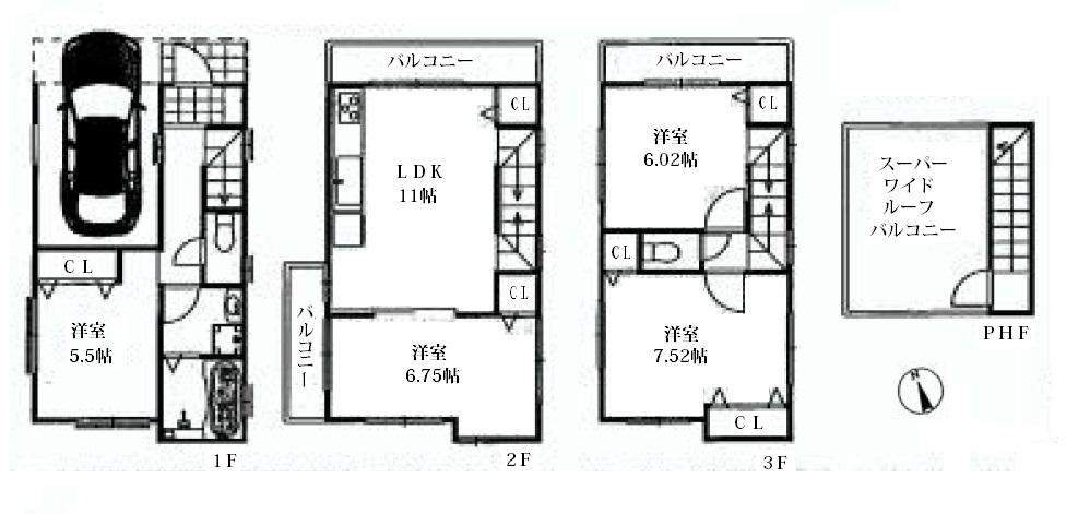 Floor plan. (Building 2), Price 46,800,000 yen, 4LDK, Land area 55.99 sq m , Building area 102.1 sq m