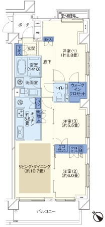 A type ・ 3LDK price / 59,900,000 yen Occupied area / 77.32 sq m  Balcony area / 9.36 sq m