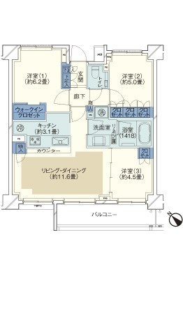 P type ・ 3LDK price / 48,400,000 yen Occupied area / 67.74 sq m  Balcony area / 8.40 sq m