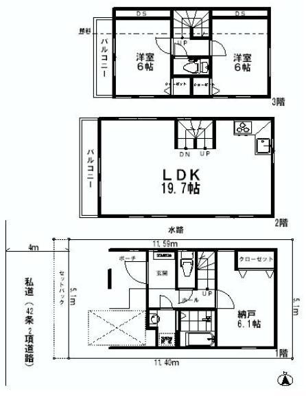 Floor plan. (A Building), Price 46,800,000 yen, 2LDK+S, Land area 58.62 sq m , Building area 92.07 sq m