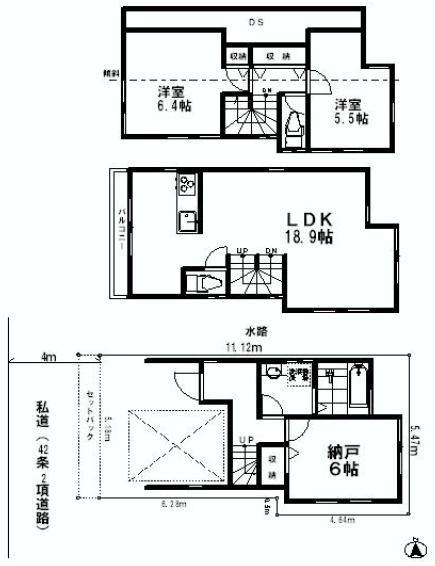 Floor plan. (D Building), Price 44,800,000 yen, 2LDK+S, Land area 58.32 sq m , Building area 89.43 sq m
