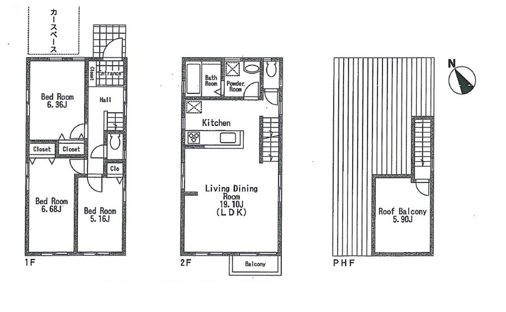Compartment view + building plan example. Building plan example, Land price 49,800,000 yen, Land area 84.29 sq m reference plan