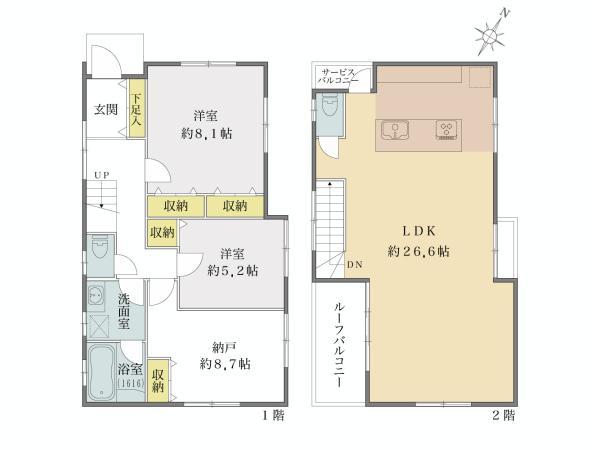 Floor plan. (A Building), Price 91,500,000 yen, 2LDK+S, Land area 112.97 sq m , Building area 103.59 sq m