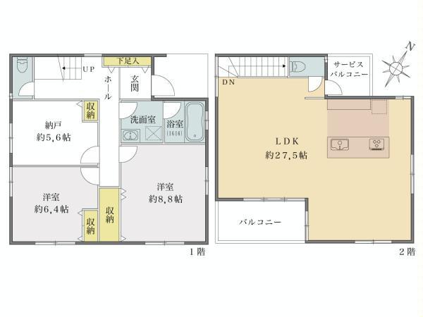 Floor plan. (B Building), Price 86,500,000 yen, 2LDK+S, Land area 132.53 sq m , Building area 108.21 sq m